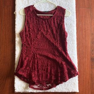 Scobe Maroon Lace Top